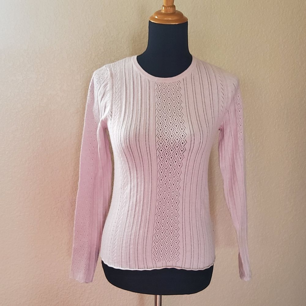 New One Grey Day Anthropologie Crewneck Pullover Sweater Size S Pink